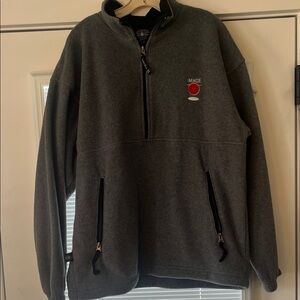 Charles River Apparel Dark Gray Quarter-Zip Fleece Pullover with Red Logo